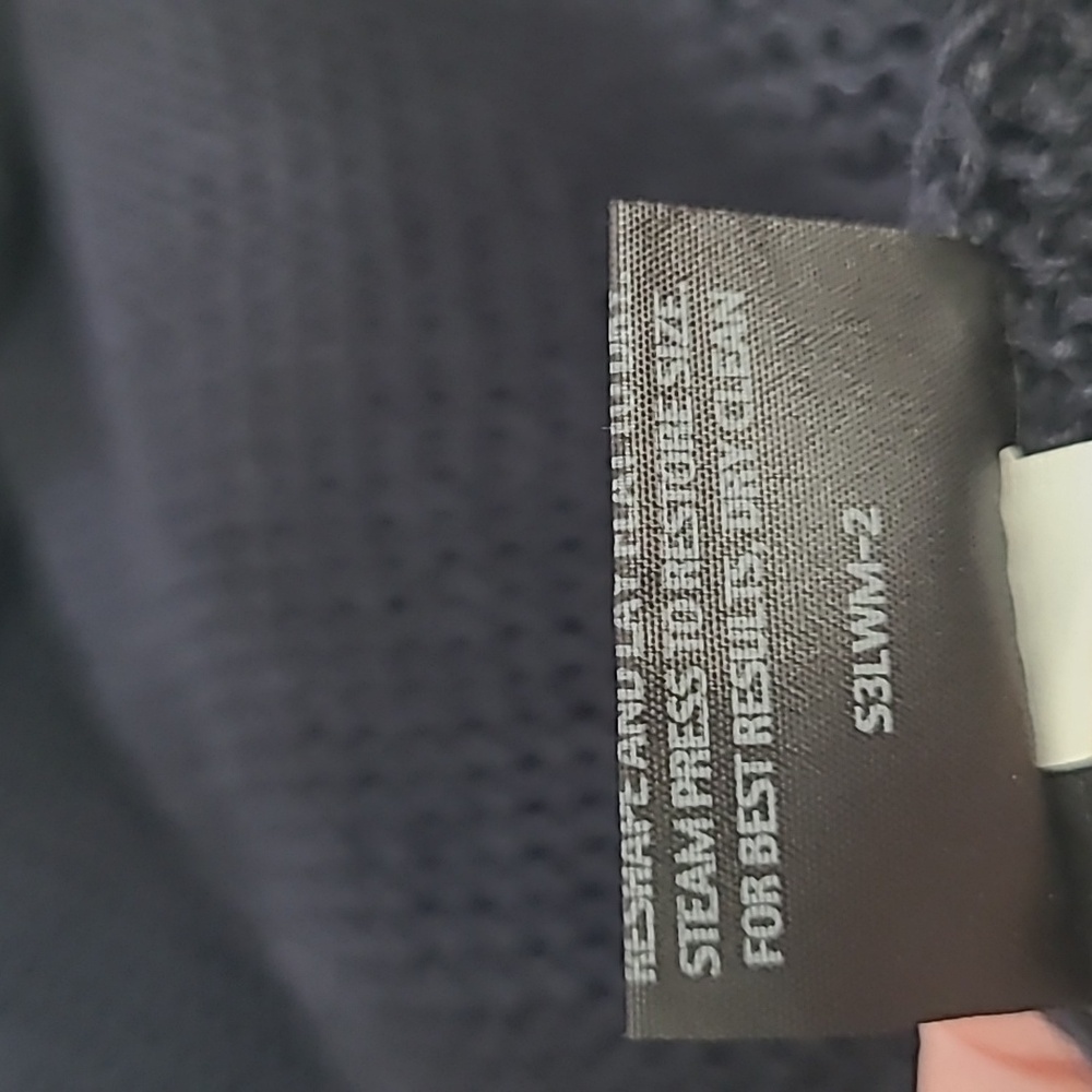 Eileen Fisher Linen Open Knit Sweater Tunic Top Navy Blue Large Minimalist Boho - Picture 13 of 13